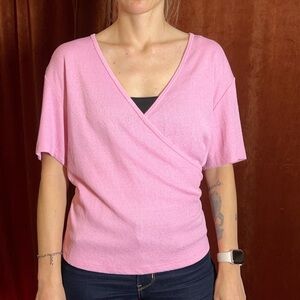 VTG 90s pink terry poolside blouse